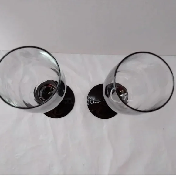 Glasses 2 Vintage LUMINARC Black Stem Champagne Flutes Wine France - Picture 4 of 4